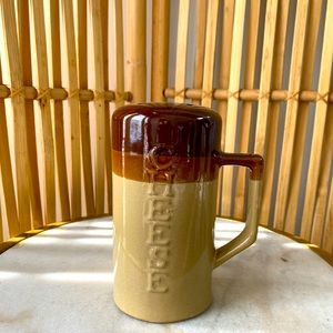 Large vintage shades of brown stoneware Cheese shaker